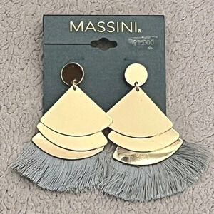 Massini Gold-Tone Fringe Dangly Drop Earrings